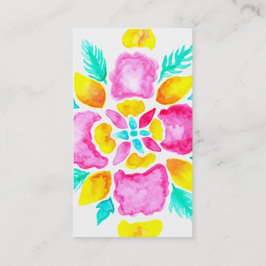 水彩画の花の曼荼羅のヨガのインストラクター 名刺 (裏面)