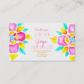 水彩画の花の曼荼羅のヨガのインストラクター 名刺 (正面)