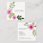 水彩画の花の最小主義のモダンでシックなロイヤリティ スクエア名刺 (正面/裏面)