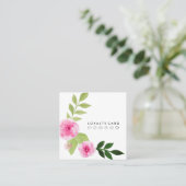 水彩画の花の最小主義のモダンでシックなロイヤリティ スクエア名刺 (スタンド正面)