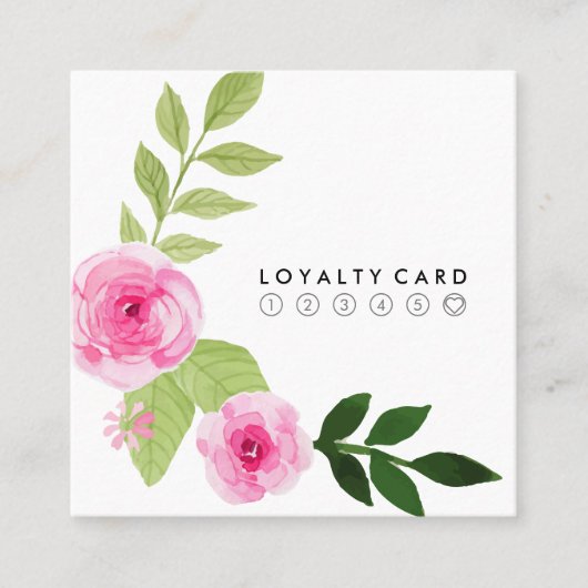 水彩画の花の最小主義のモダンでシックなロイヤリティ スクエア名刺 (正面)