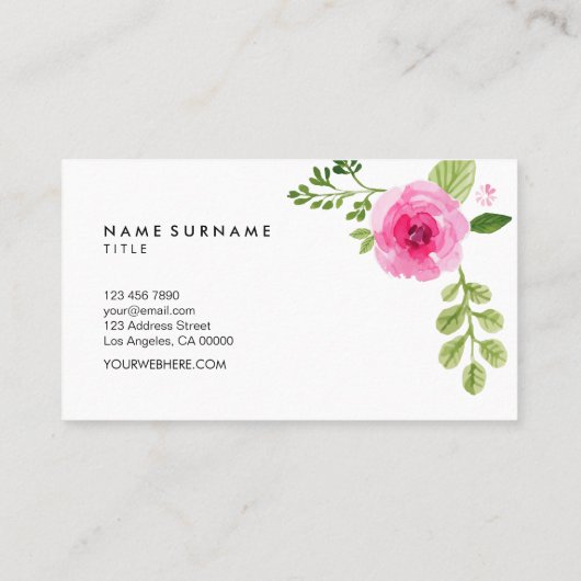 水彩画の花の最小主義のモダンなアポイントメント 名刺 (裏面)