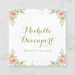 水彩画の花の正方形の名刺 スクエア名刺