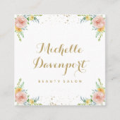 水彩画の花の正方形の名刺 スクエア名刺 (正面)