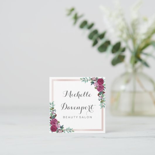 水彩画の花の正方形の名刺 スクエア名刺 (スタンド正面)