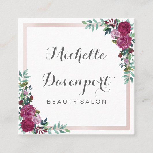 水彩画の花の正方形の名刺 スクエア名刺 (正面)
