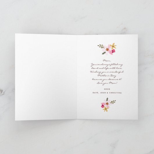 水彩画の花の母の日カード カード (内部)