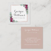 水彩画の花の水玉模様の正方形の名刺 スクエア名刺 (正面/裏面)