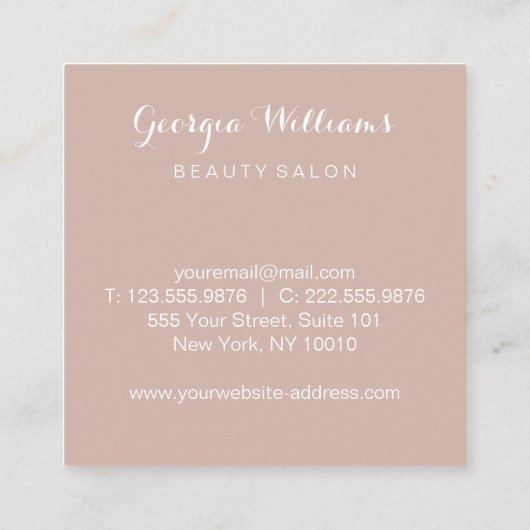 水彩画の花の水玉模様の正方形の名刺 スクエア名刺 (裏面)