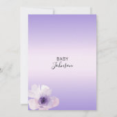 水彩画の花の紫色のラベンダーのベビーシャワー 招待状 (裏面)