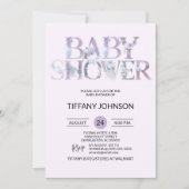 水彩画の花の紫色のラベンダーのベビーシャワー 招待状 (正面)