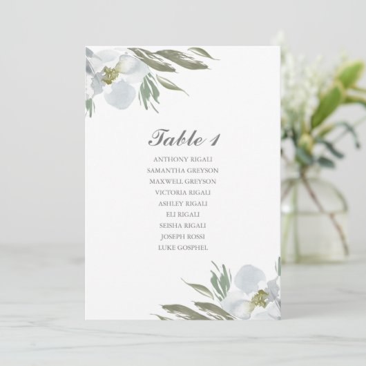 水彩画の花の結婚式の座席のテーブルの計画 招待状 (スタンド正面)