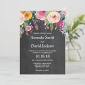 水彩画の花の結婚式招待状の黒板 招待状 (スタンド正面)