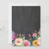 水彩画の花の結婚式招待状の黒板 招待状 (裏面)