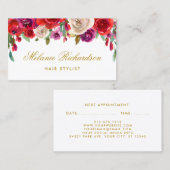 水彩画の花の美容師のアポイントメントカード 予約カード (正面/裏面)