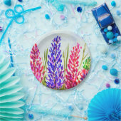 水彩画の花の芸術のLupineの野生の花のピンク ペーパープレート (パーティー)