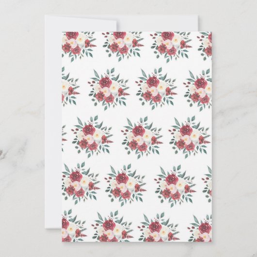 水彩画の花の退職パーティーの赤いクリーム色の金ゴールド 招待状 (裏面)