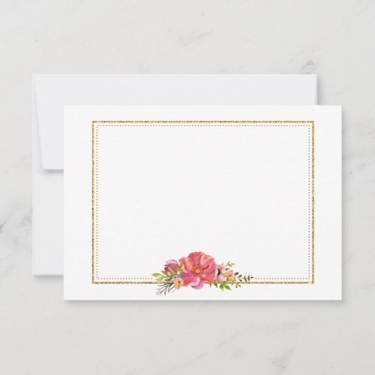 水彩画の花の金ゴールドのグリッターのモダンは感謝していしています サンキューカード (裏面)