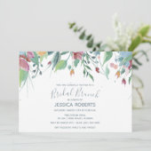 水彩画の花の青い花嫁のブランチのパーティー 招待状 (スタンド正面)