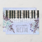 水彩画の花の音楽発表会 招待状 (正面/裏面)