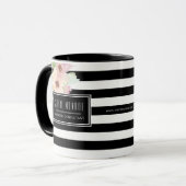 水彩画の花は及び縞で飾ります マグカップ (正面左)