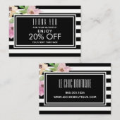 水彩画の花は及び縞で飾ります 割引カード (正面/裏面)