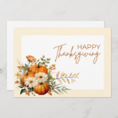 水彩画の花をあしらった感謝祭のカード シーズンカード (正面/裏面)