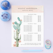 水彩画の花を咲かせたサボテンの価格とサービス チラシ (シングル)