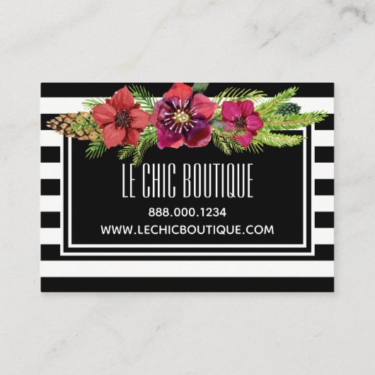 水彩画の花及びストライプな休日の割引 割引カード (裏面)