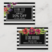 水彩画の花及びストライプな休日の割引 割引カード (正面/裏面)