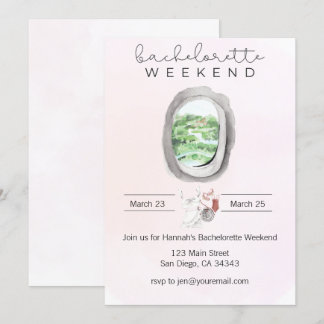 水彩画の花嫁お別れパーティー飛行機窓の招待状 招待状