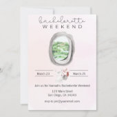 水彩画の花嫁お別れパーティ飛行機窓の招待状 招待状 (正面)