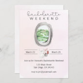 水彩画の花嫁お別れパーティ飛行機窓の招待状 招待状 (正面/裏面)