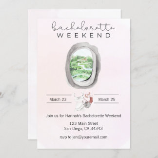 水彩画の花嫁お別れパーティ飛行機窓の招待状 招待状