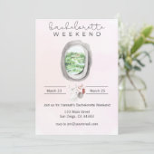 水彩画の花嫁お別れ会飛行機窓の招待状 招待状 (スタンド正面)