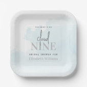 水彩画の花嫁が雲の上にいる ブライダルシャワーパーティー ペーパープレート (正面)