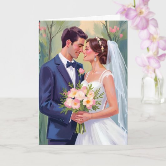 水彩画の花嫁と花婿 | 結婚式 新婚カップル カード (蘭)