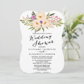 水彩画の花束のアネモネのカップルのウェディングシャワー 招待状 (スタンド正面)