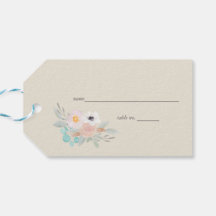 水彩画の花束のギフトのラベルの座席表