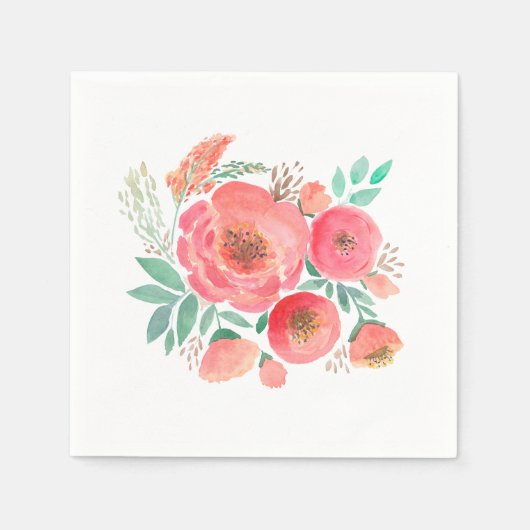水彩画の花束 スタンダードカクテルナプキン (正面)