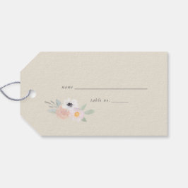 水彩画の花束、ブライダルシャワーのテーブルのいいえラベル ギフトタグ