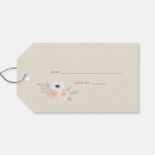 水彩画の花束、ブライダルシャワーのテーブルのいいえラベル ギフトタグ (裏面横)