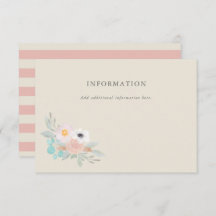 水彩画の花束、ブライダルシャワーの情報カード