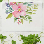 水彩画の花束 ブルーシングガーデン キッチンタオル (折り畳み)