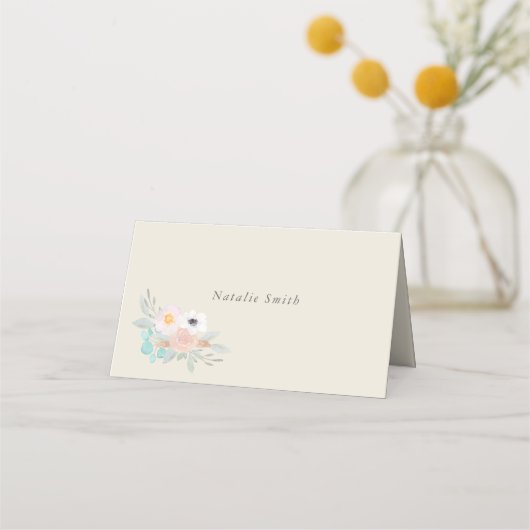 水彩画の花束、プレイスカード プレイスカード (正面)