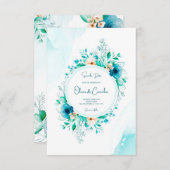 水彩画の花枠付きウェディング招待状 招待状 (正面/裏面)
