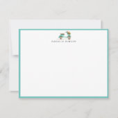 水彩画の花柄のスクーター ノートカード (正面)