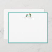 水彩画の花柄のスクーター ノートカード (正面/裏面)