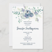 水彩画の花柄のブライダルシャワー 招待状 (正面)