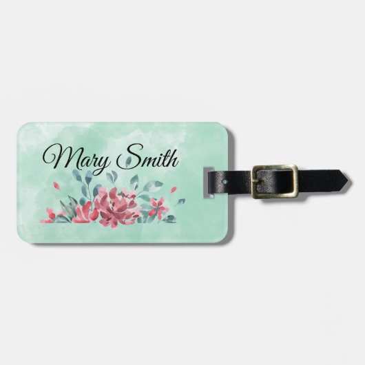 水彩画の花柄の夢 ラゲッジタグ (正面横)
